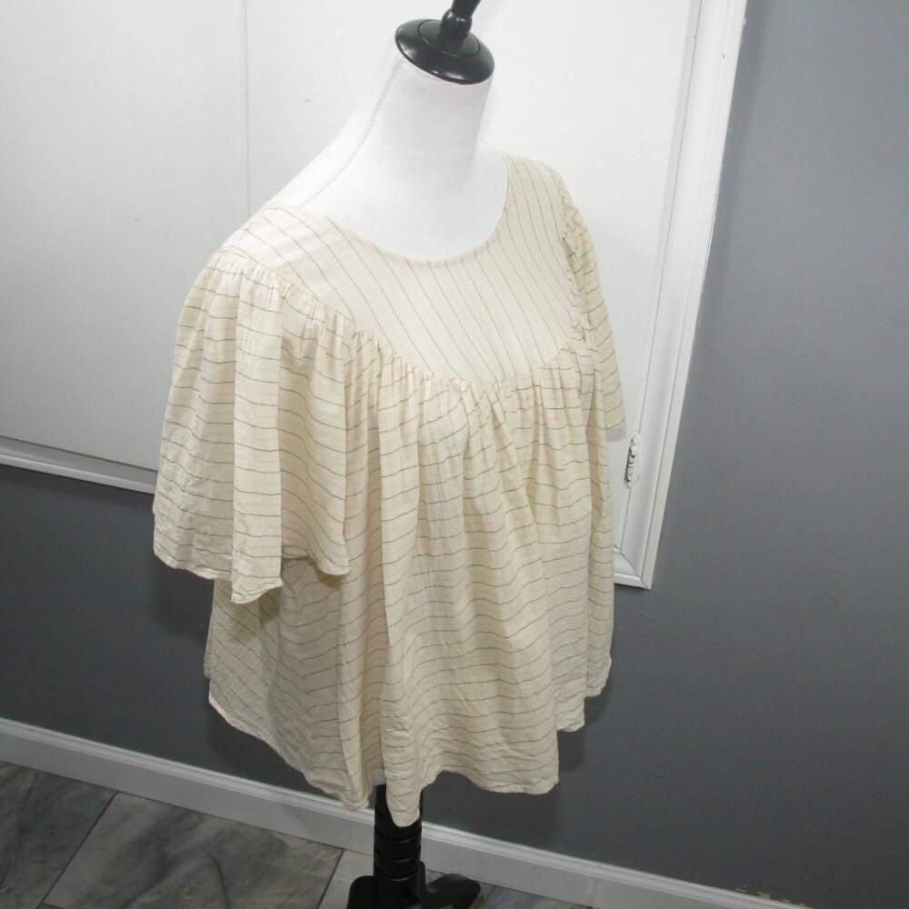 Universal Thread Cream Striped Pull Over Short Sl… - image 4